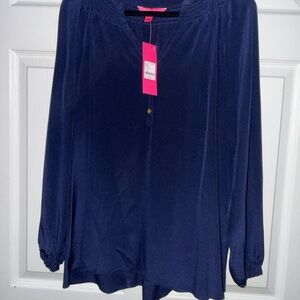 Lilly Pulitzer True Navy Elsa Blouse